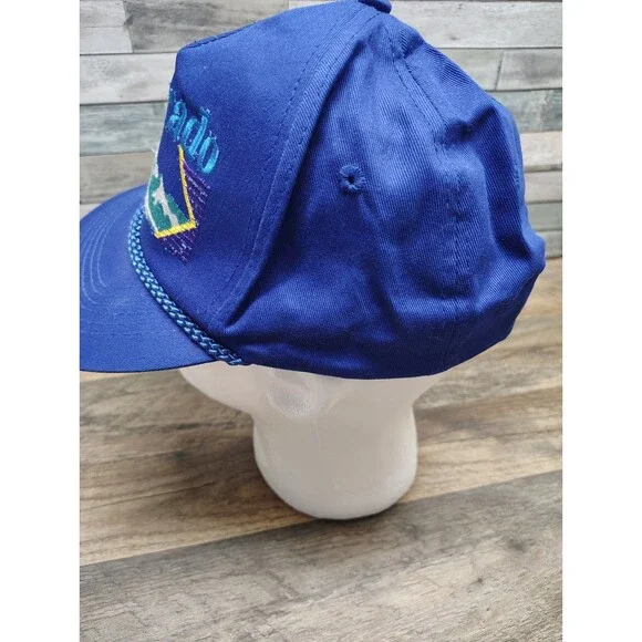Vintage COLORADO SNAPBACK HAT Cap Headliners Mountain Blue 80s 90s Trucker - Picture 2 of 8